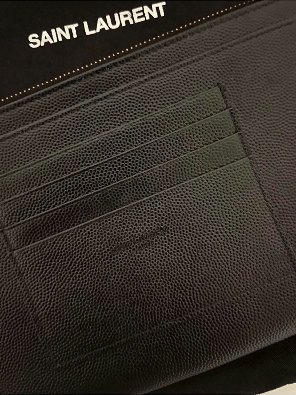 Saint Laurent Black Quilted Wristlet Clutch with Gold YSL Logo - Picture 6 of 9